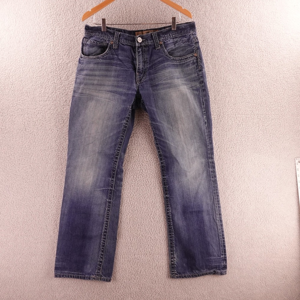 BKE Derek Mens Straight Leg Jeans Medium‎ Wash Faded Denim 33x32
